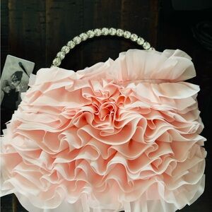 Pink Satin Ruffled Women's Bag